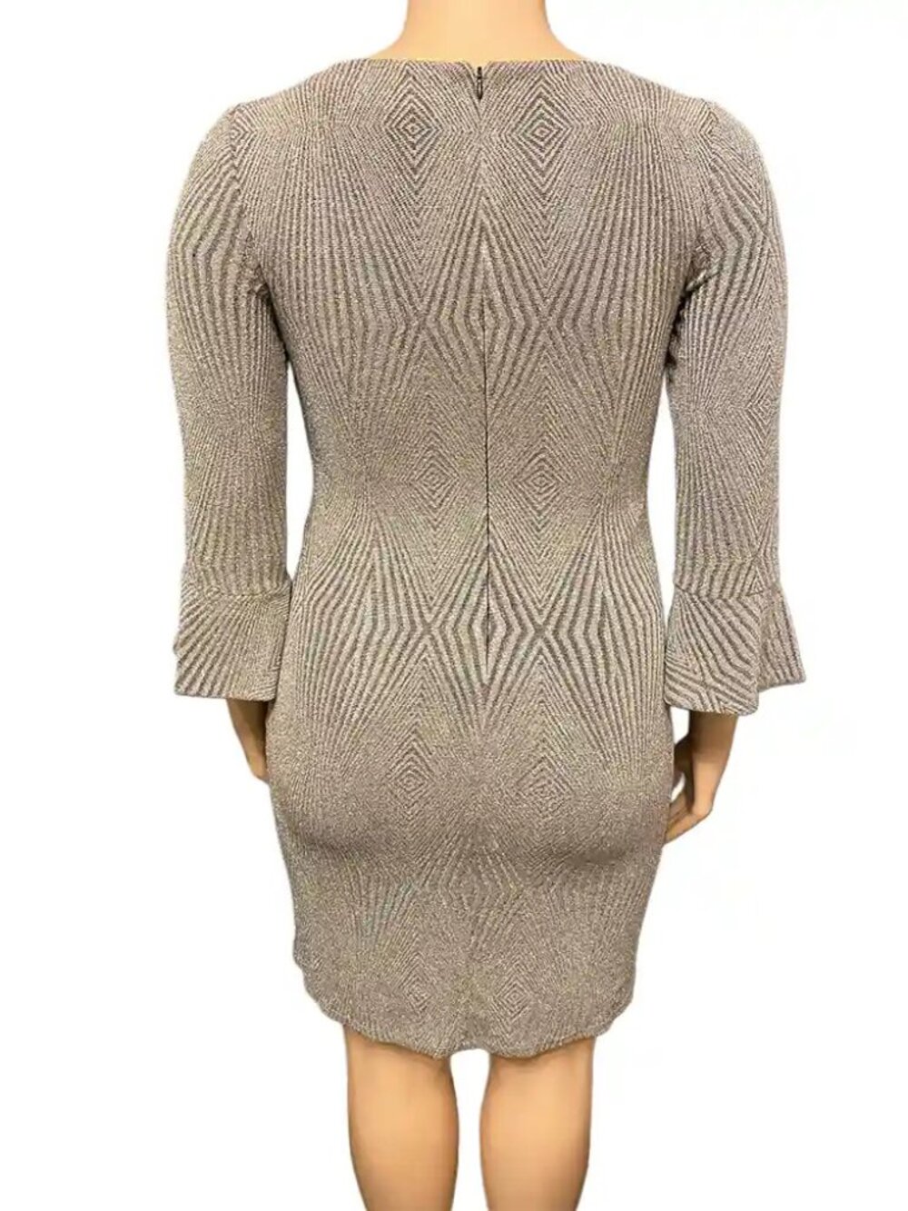 Jessica Howard Metallic Dress Gray Bell Sleeve - Picture 4 of 7